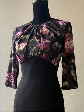 Ted Baker Black Sheath Dress with Floral Bolero - Pink & Green Floral